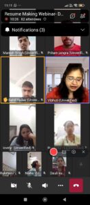 Webinar on The Art of Resume Building with Ms. Vibhuti Aggarwal organized by DDR Group of Colleges
