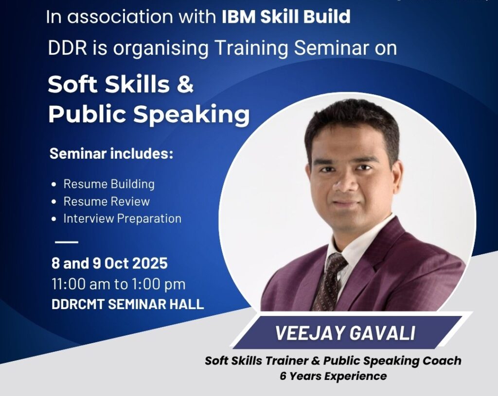 Training Seminar on Soft Skills and Public Speaking by Mr. Veejay Gavali